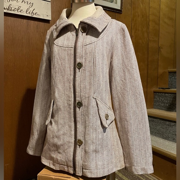 Anthropologie Tulle Coat Size L Lined ZipFront - Picture 10 of 14